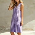 thumbnail image 6 of Utoimkio Women's Striped Sleeveless Romper V Neck Button Front Bermuda Length with Side Patch Pockets for Casual Summer Wear, 6 of 7