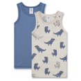 thumbnail image 1 of Sanetta niños chaleco, paquete de 2 - top, camisa, sin mangas, algodón orgánico, dino Beige/Azul 140, 1 of 3