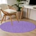 thumbnail image 5 of Purple 3.3ft Round Rug, Farmhouse Burlap Solid Purple Color Modern Linen Texture Non-Skid Rubber Backing Large Area Rugs - Living Room Bedroom Home Office, Indoor Floor Mat Carpets Washable Rug, 5 of 9