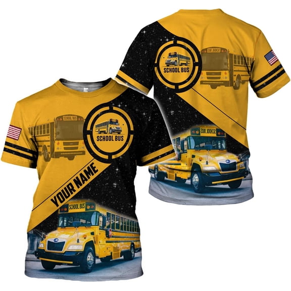 Personalized School Bus Driver Shirt - Custom Yellow Bus Driver 3D Hoodie for Men and Women (T-shirt, S)