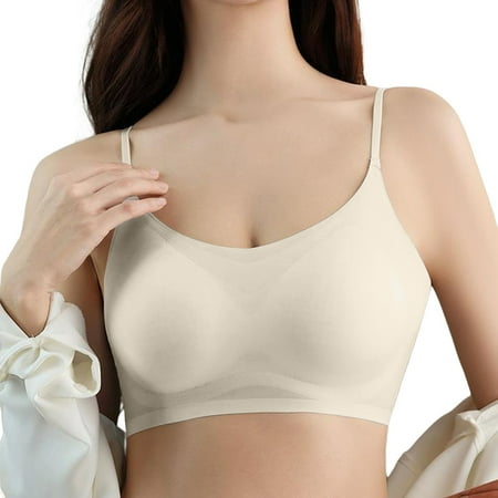 knqrhpse Bralettes for Women Backless Bra Wireless Bras Women s Comfortable Thin Silk Back Anti Sagging Sports Bra Supportive Bras Balconette Bras Beige XL