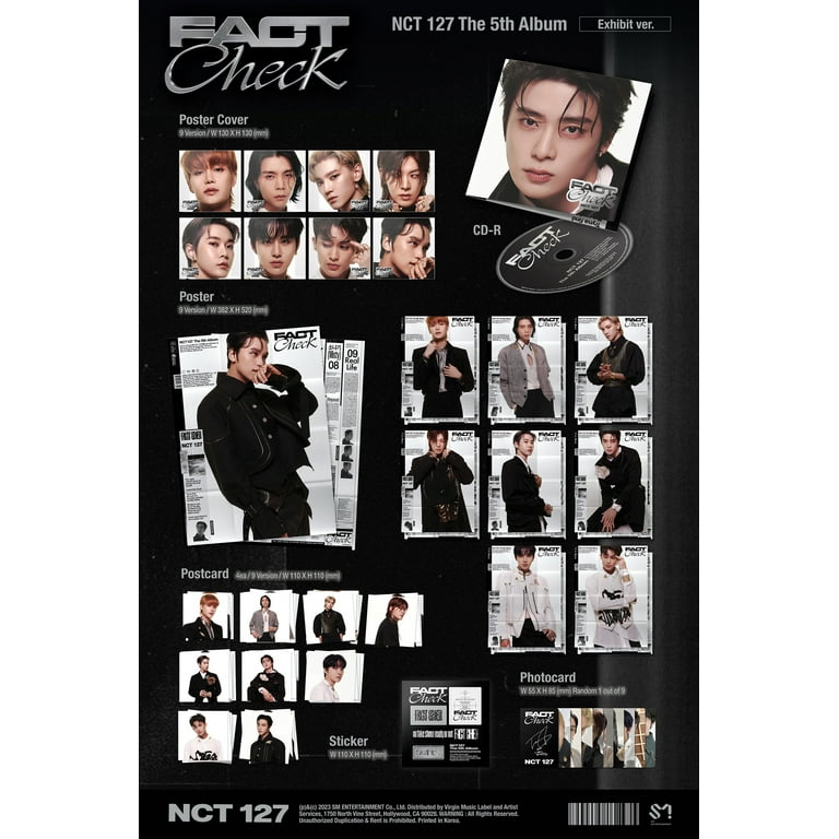 Kpop NCT 127 STICKER Album Photo Card Round Corner Autograph Photocard Set  of 9