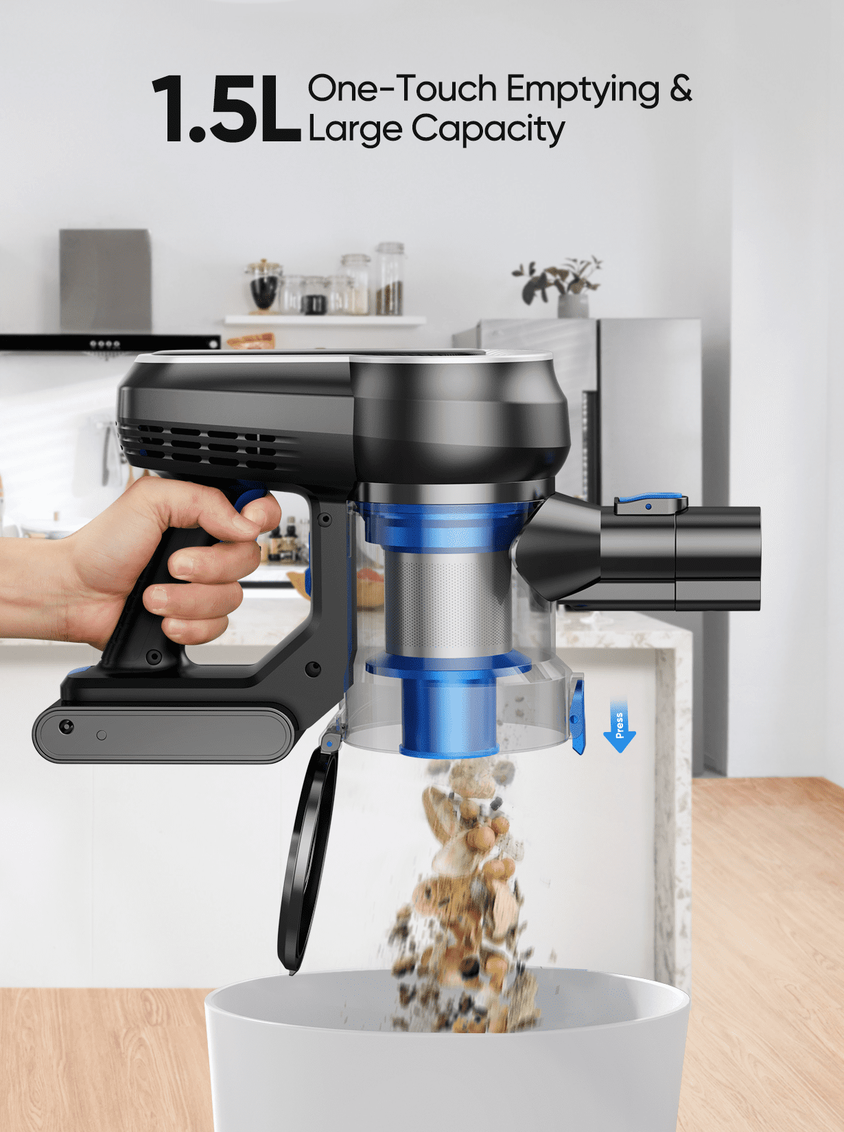 Roanow Cordless Vacuum Cleaner, 38KPA/55Mins with Display Stick Vacuum for Home Hardwood Floor Carpet Pet