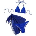 thumbnail image 1 of Women's 3 Piece Bathing Suit Triangle Bikini Swimsuit Set with Cover Up Skirt, 1 of 6