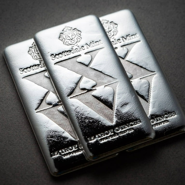 銀製品 約163.40 grms Silver Fine. 950. 925 15 oz .999 Fine Silver Cast Bar - Scottsdale Mint Imperium