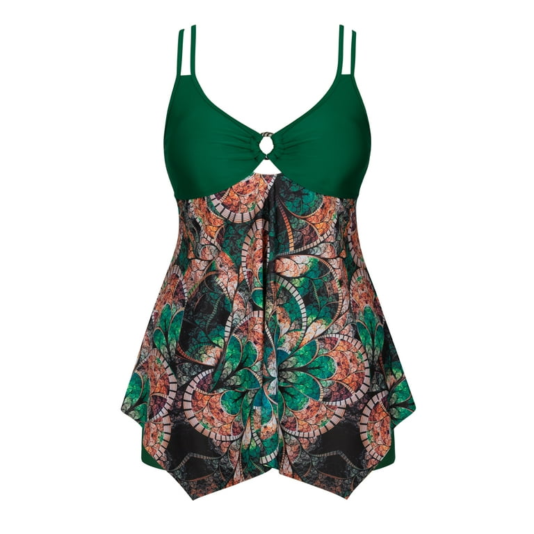 Rivelino Plus Size Two Piece Swim Dress for Women Flowy Tankini Swimsuits  with Boyshorts 