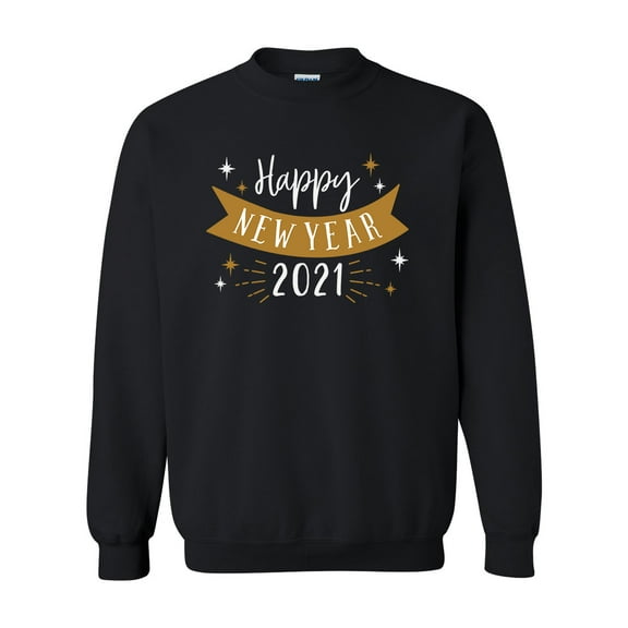 Happy New Year 2021 Festive Unisex Adult Crewneck Sweatshirt-Black-small