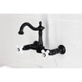 thumbnail image 2 of Kingston Brass KS1260PX Heritage Double-Handle Wall-Mount Bridge Kitchen Faucet, Matte Black, 2 of 7