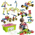 thumbnail image 1 of Huaker Juguetes De Construcción De Tallos para Niños De 3 4 5 6 7 8 Años Niños Niñas Niños 180 Piezas Bloques De Construcción Juguetes Educativos De Aprendizaje con Caja De Almacenamiento Grande Ideal, 1 of 5