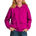 thumbnail image 2 of Kids Girls Boys Hoodies Preppy Long Sleeve Hooded Sweatshirt Pullover Top with 2 Pockets, 2 of 5