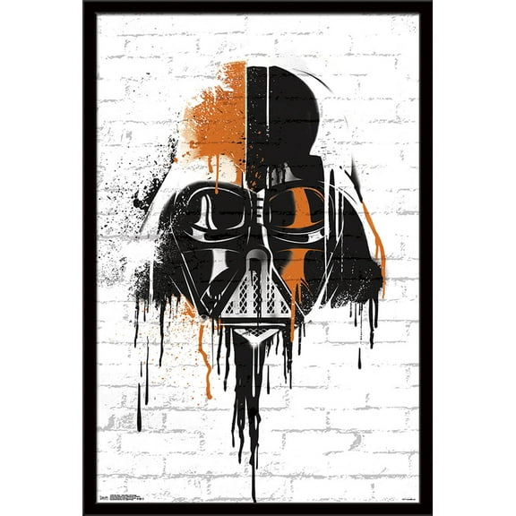 Star Wars: Saga - Vader Black And Orange Wall Poster, 22.375" x 34", Framed