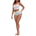 thumbnail image 2 of INSPIRE CHIC Mother's Day Women's High Waisted Lace Trim Briefs Cotton Full Coverage Underwear Panties L Blue, 2 of 4