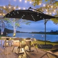 thumbnail image 5 of ACEGOSES 8.2x8.2ft LED Outdoor Square Patio Offset Hanging Umbrella with Base,Steel Ribs and Lights for Deck,Garden and Yard,Black, 5 of 8