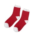 thumbnail image 2 of Knit Slipper Socks Christmas Women's Christmas Fuzzy Striped Socks, Winter Warm Cozy Home Sleeping Socks for Holiday White One Size, 2 of 3
