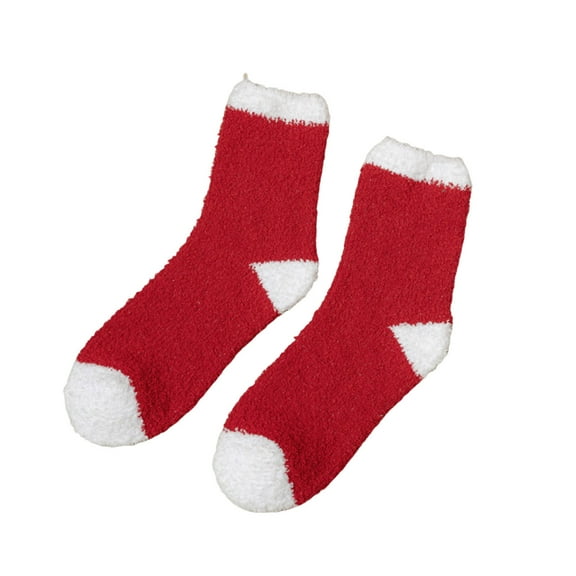 WRKEKC Christmas Winter Warm Crew Socks for Women Holiday Gift Mid Calf Fleece Lined Coral Velvet Socks Striped Print