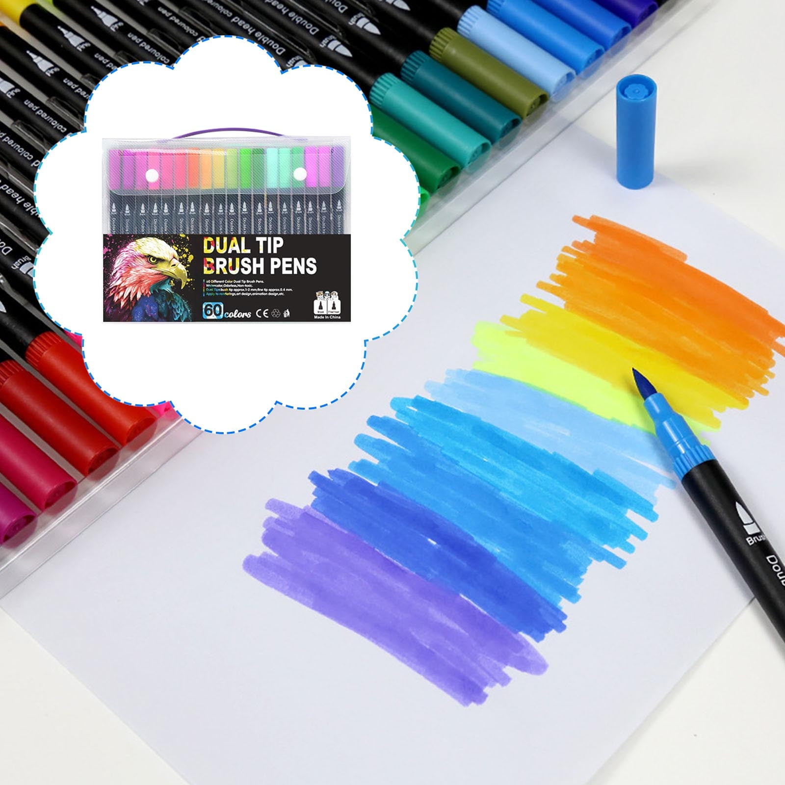 Pencils and Pen, Double Line Pen Color Hand Account Pen Dream Metal Pen Hand-painted 24 Color Highlighter Marker Pen 3ml