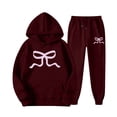 thumbnail image 1 of 2025 Ensemble Classique de Pull à Nœud pour Femmes, Sweat à Capuche Imprimé, Ensemble Chaud pour Juniors, Ensemble Formel Deux Pièces, 1 of 4