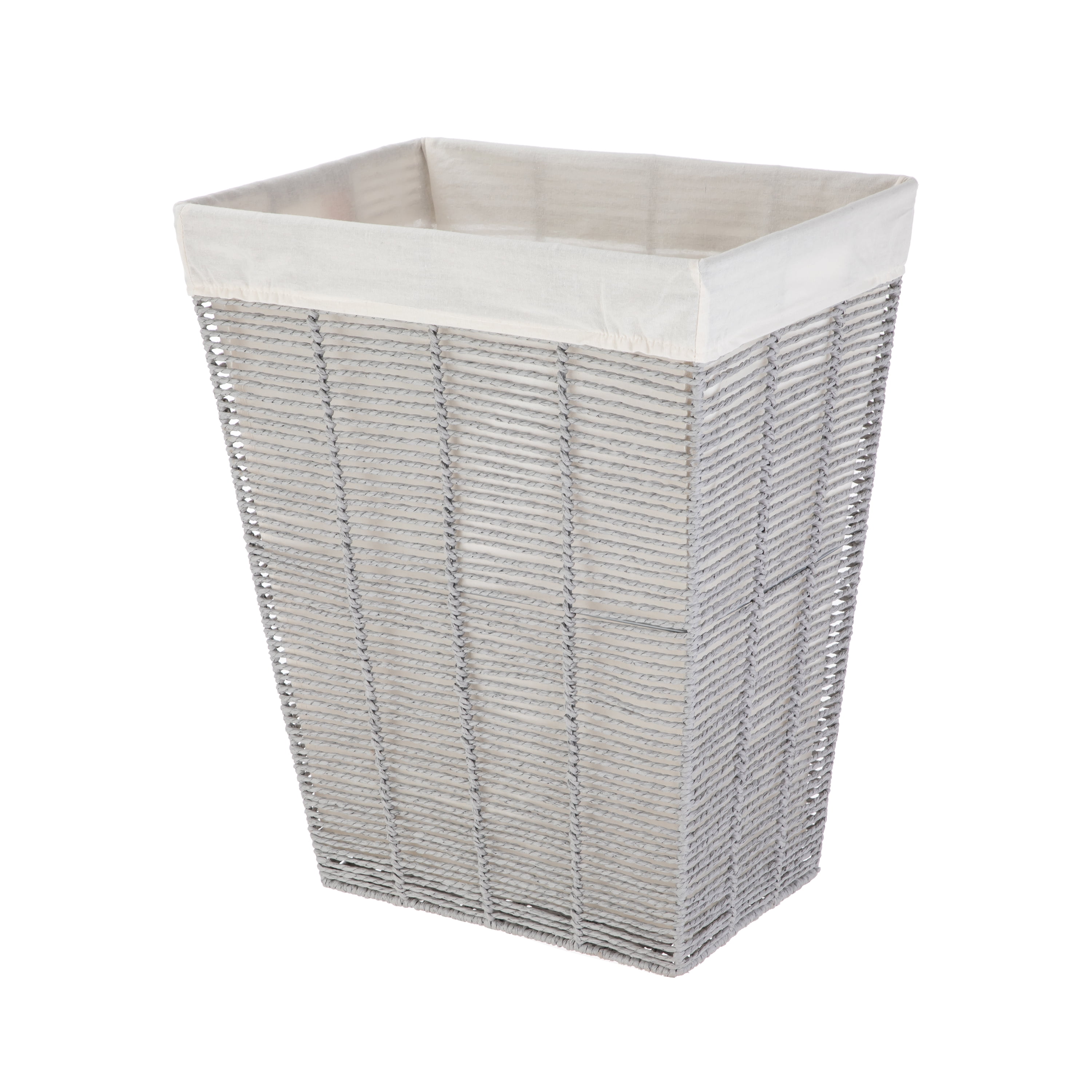 Mainstays Twisted Gray Paper Rope Laundry Hamper with Removable Fabric Liner, Adult