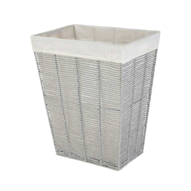 Gray Woven Paper Rope Laundry Hamper With Removable Liner photo 5