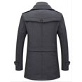 thumbnail image 2 of Men's Business Woolen Coat Fashion Double Collar Mid-length Woolen Jacket For Autumn/ Winter, 2 of 7