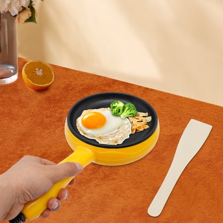 PEAKORA 110V Stainless Steel Non-Stick Electric Skillet Yellow Mini Round Frying Pan,Electric Skillet Non-Stick Electric Skillet Yellow Mini Frying Pan