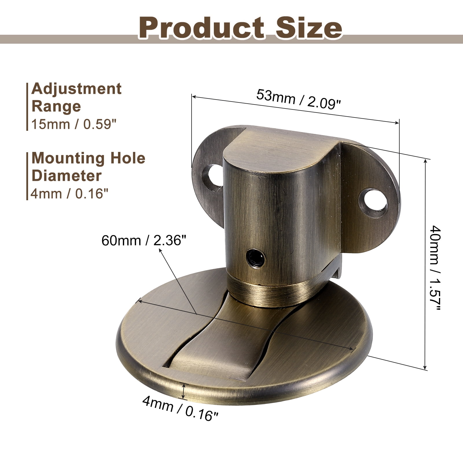 2Pcs Magnetic Door Stopper, Adjustable Floor Door Stop with Adhesive Tape Bronze