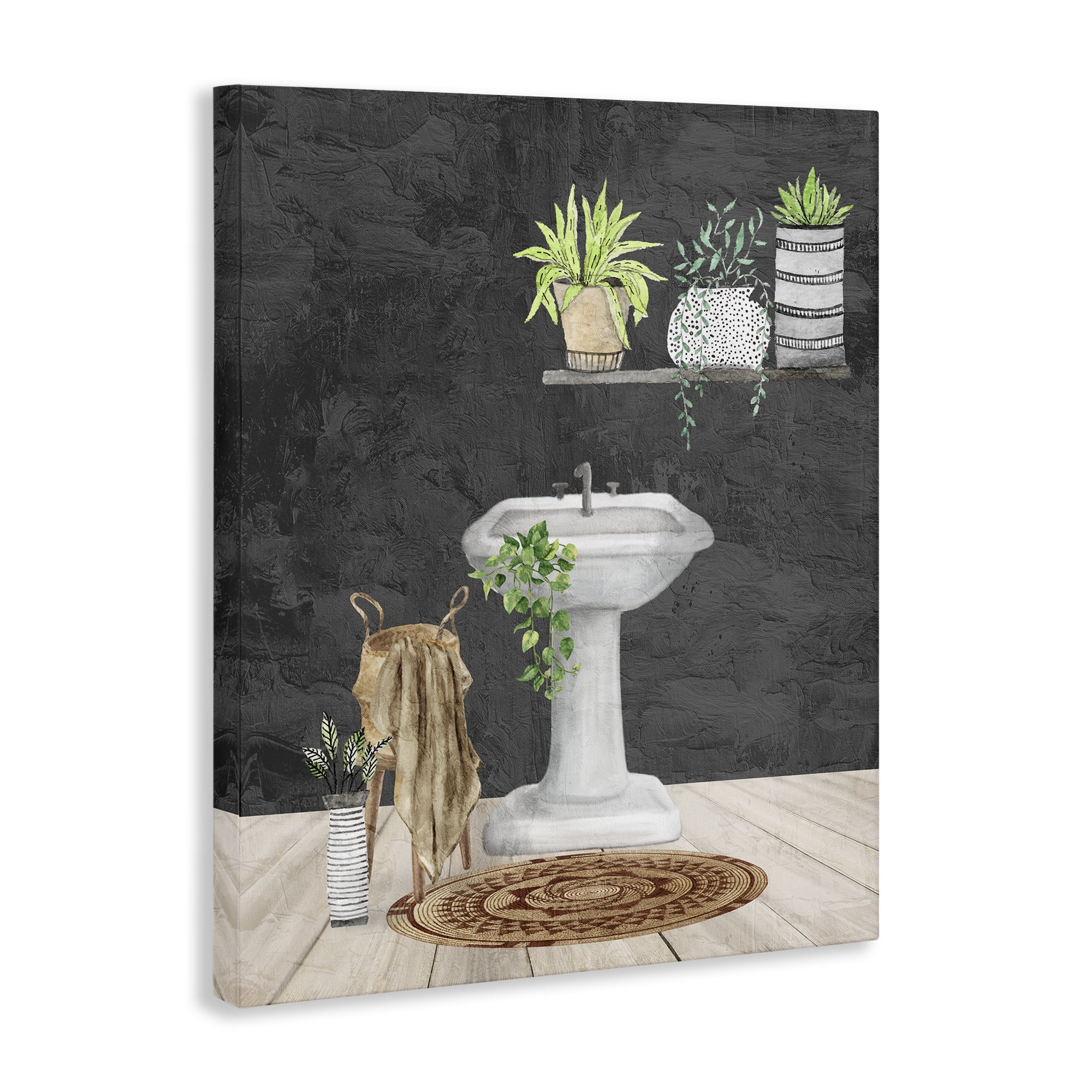 Stupell Industries Relaxing Bathroom Scene Bath & Laundry Painting Wrapped Canvas Art Print Wall Art, 16 x 20
