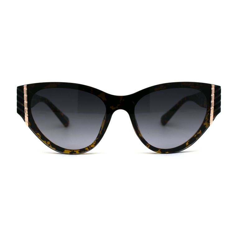 Womens Luxury Mod Jewel Trim Cat Eye Sunglasses Tortoise Smoke 