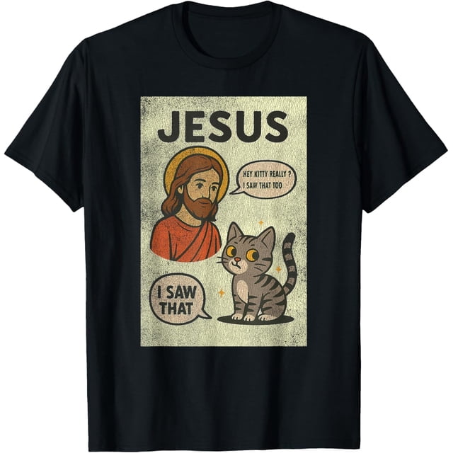 Camiseta vintage con diseño de gato Said Jesus I Saw That Meme