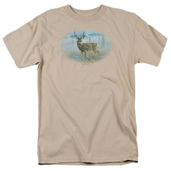 Wildlife Out Of The Mist Mule Deer S/S Adult 18/1 T-Shirt Sand