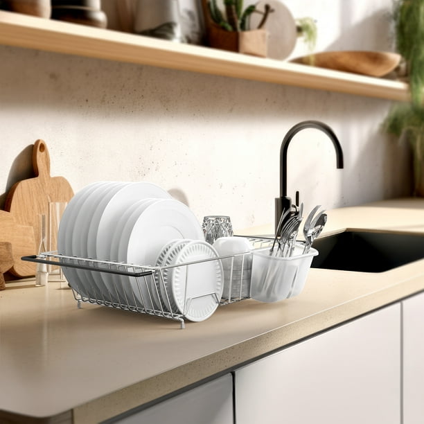 Simple Houseware Large Over Sink Counter Top Dish Drainer Drying Rack with Utensil Holder Chrome Walmart Business Supplies