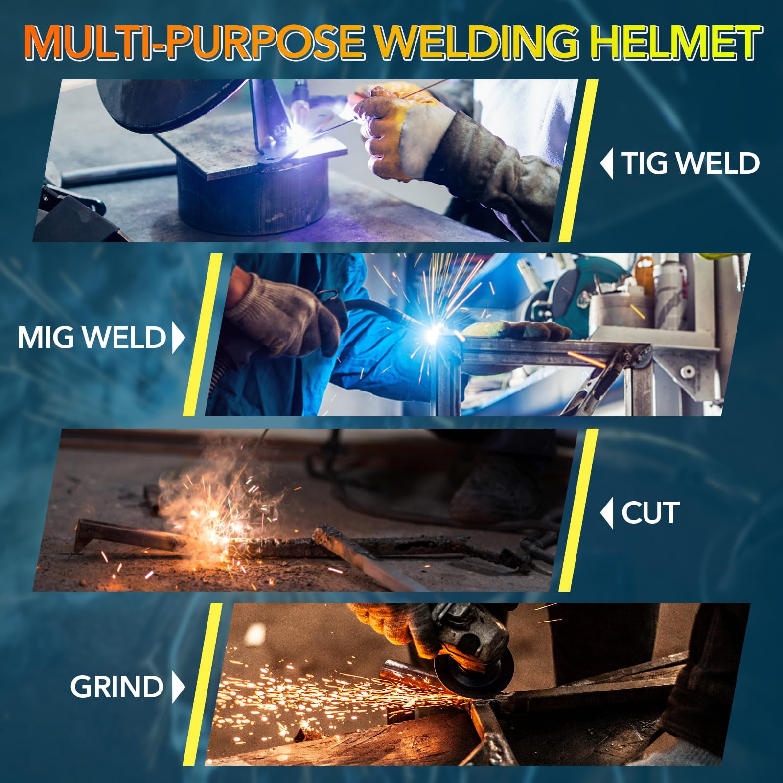 Large Viewing Welding Helmet Auto Darkening True Color Solar Powered Welding Hood with 4 Arc Sensor Adjustable Wide Shade Range 4~5-8/9-13 Welder Mask for TIG MIG ARC Weld Plasma Cut Grinding