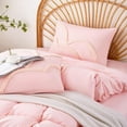 thumbnail image 6 of Duvet Cover Twin Size, Boho Tufted  2 Pieces Microfiber Floral pink Duvet Covers Set with Zipper Closure, Soft Breathable Floral Bedding Set for All Seasons(Pink, Twin,68"x90"), 6 of 8