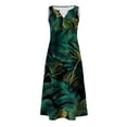 thumbnail image 4 of Women's Boho Sleeveless Midi A-Line Dress V Neck Tropical Palm Leaf Print Summer Sun Dress with Pockets Casual Flowy Swing Dress For Beach Cruise Vacation, 4 of 5