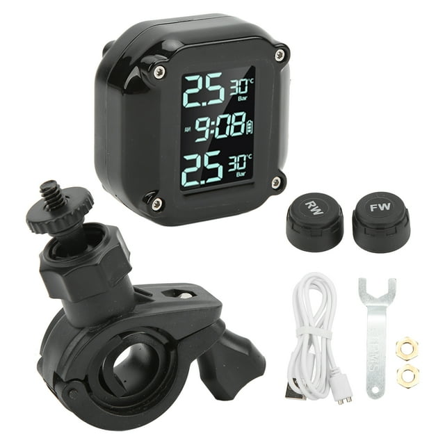 Sistema De Monitoreo De Presión De Neumáticos De Motocicleta, A Prueba De Polvo En Tiempo Real Moto TPMS IP67 A Prueba De Agua Con 2 Sensores Para Una Conducción Segura ANGGREK Motorcycle TPMS