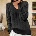 thumbnail image 2 of GigrtiJin Women's V-Neck Knitted Sweater Long Sleeve Casual Solid Color Sweater Blouse Warm Comfy Pullover Tops, 2 of 6