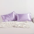 thumbnail image 5 of Silky Smooth and Cooling Satin Pillowcases Set of 2, Hair and Skin Friendly Pillow Cases with Envelope Closure, California King, 20 x 40 Inches, Light Purple, 5 of 6