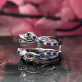 thumbnail image 5 of Infinity Double Curved Band 0.90Ct White Diamond & Blue Sapphire Ring Guard in 925 Sterling Silver, 5 of 7