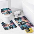 thumbnail image 3 of Fantasy Ship Print Shower Curtain Set 4-Set Bathroom Decor Set Magical Night Scene Moonlight Includes Toilet Cover Mat ,U-Mat ,Floor Mat ,Shower Curtain with 12 Hooks,72inx72in, 3 of 7