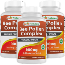 3 Pack Best Naturals Bee Pollen Complex 1000 Mg 120 Tablets