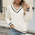 thumbnail image 4 of WQD Womens Sweaters V Neck Pullover Long Sleeve Knitted Cozy Dressy Casual Ladies Fashion Tops for Spring Fall Winter, 4 of 6