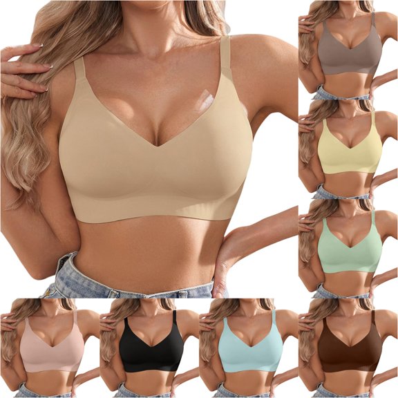 SIYUDAN Women's Seamless Jelly Gel Wireless Comfort T Shirt Bra Bralette Soft Support Everyday Women Women's Wireless Bra Seamless Bras Full Coverage Bra, Size L