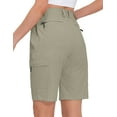 thumbnail image 3 of Mapamyumco Women's 10 Inch Inseam Hiking Cargo Shorts Quick Dry Lightweight Golf Shorts Bermuda for Summer Travel Size L, 3 of 7