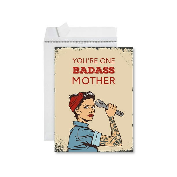 Andaz Press Funny Mother's Day Jumbo Card With Envelope, You're One Badass  Mother, Set of 1 