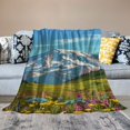 thumbnail image 2 of Shiartex Wildflowers Mountain Blue Sky Print Flannel Throw Blanket for All Seasons, Lightweight Anti-Pilling Bed Decor Tapestry - Hand/Machine Washable 40x50in, 2 of 6