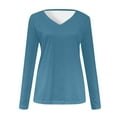 thumbnail image 5 of Women's V Neck 3/4 Sleeve T Shirt Solid/Color Block Casual Basic Tops Summer Tees 2025, 5 of 5