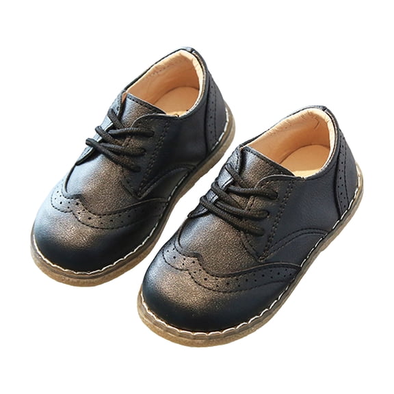 Karoyedx Big Boys Dress Shoes Toddler Boys Girls Black Dress Shoes Little Kid Oxford Shoes Wedding Church Dress Shoes PU Leather Lace Up School Uniform Loafer Flats Black Size,11