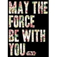 thumbnail image 2 of Girl's Star Wars May the Force Be With You Floral Quote Graphic Cropped T-Shirt Black X Small, 2 of 3