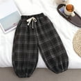 thumbnail image 2 of bbymog Baby Girl Winter Clothes Fashion Vintage Plaid Elastic Waist Joggers for Boys Casual Loose Drawstring Sweatpants for Girls Brown 7 Years, 2 of 3