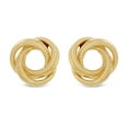 thumbnail image 2 of Italian 14k Yellow Gold Triple Love Knot Eternity Circle Rope Stud Earrings - Triple Textured, 2 of 6